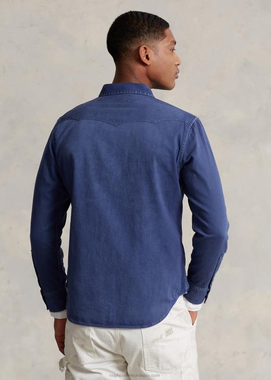 camisa vaquera teñida en prenda hombres azul marino claro Ralph Lauren 2XR2V1119
