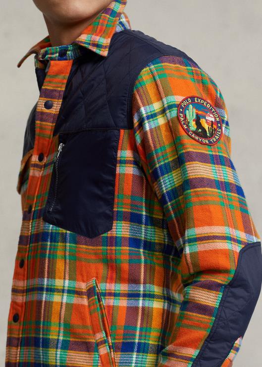 sobrecamisa híbrida de franela a cuadros hombres naranja/multi real Ralph Lauren 2XR2V8474