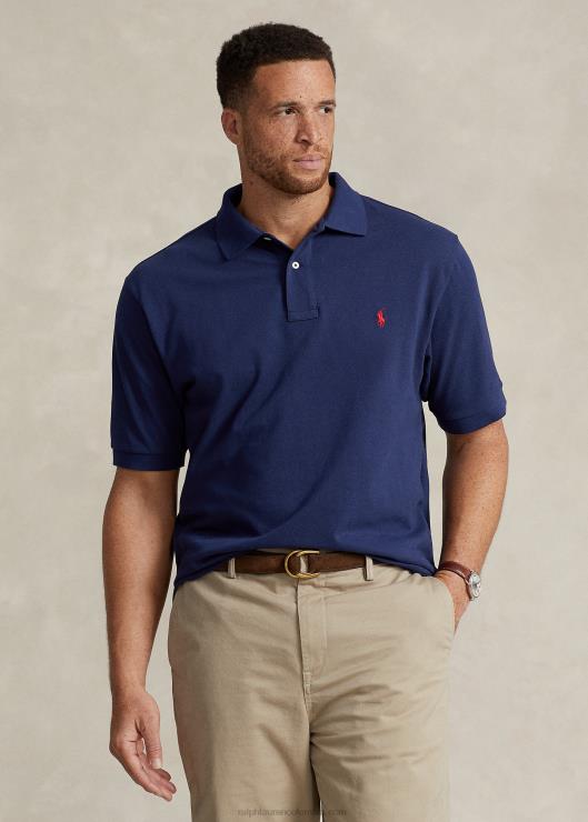 el icónico polo de malla hombres Newport azul marino/rojo Ralph Lauren 2XR2V1817