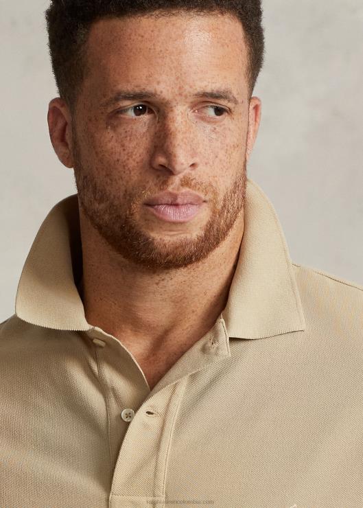el icónico polo de malla hombres beige costero Ralph Lauren 2XR2V8677