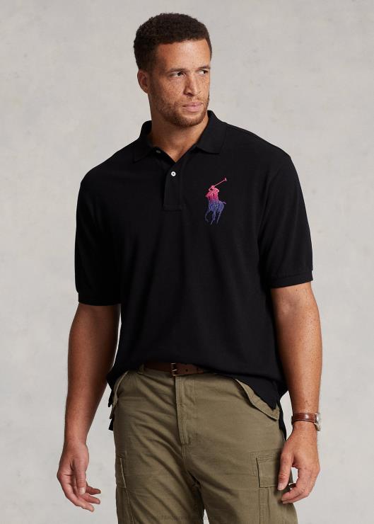 playera tipo polo con diseño degradado de Big Pony hombres negro Ralph Lauren 2XR2V1803