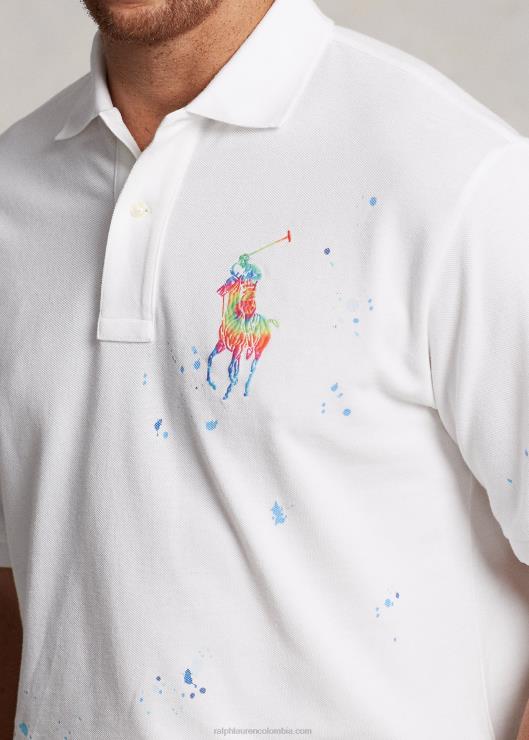 playera tipo polo con estampado tie-dye de big pony hombres blanco Ralph Lauren 2XR2V1377