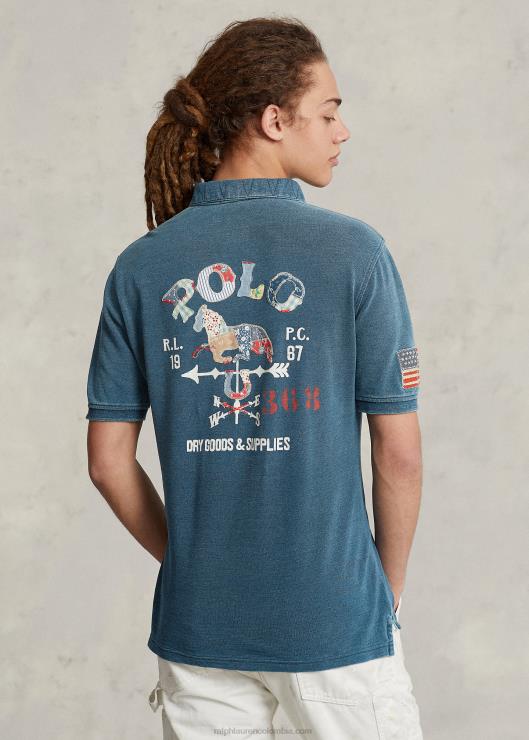 playera tipo polo de malla con corte clásico hombres índigo oscuro Ralph Lauren 2XR2V100