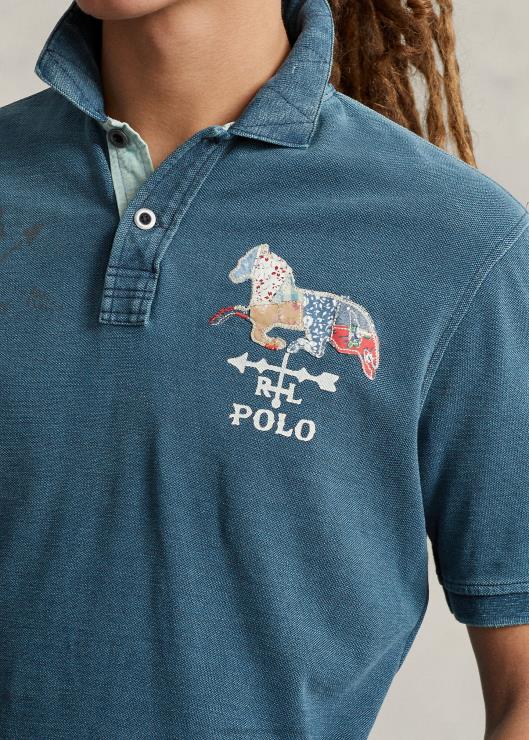 playera tipo polo de malla con corte clásico hombres índigo oscuro Ralph Lauren 2XR2V100