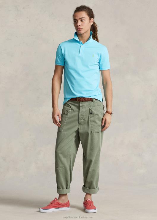 playera tipo polo slim fit de malla elástica hombres hammond azul Ralph Lauren 2XR2V954