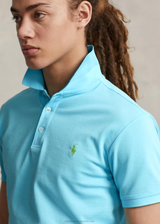 playera tipo polo slim fit de malla elástica hombres hammond azul Ralph Lauren 2XR2V954