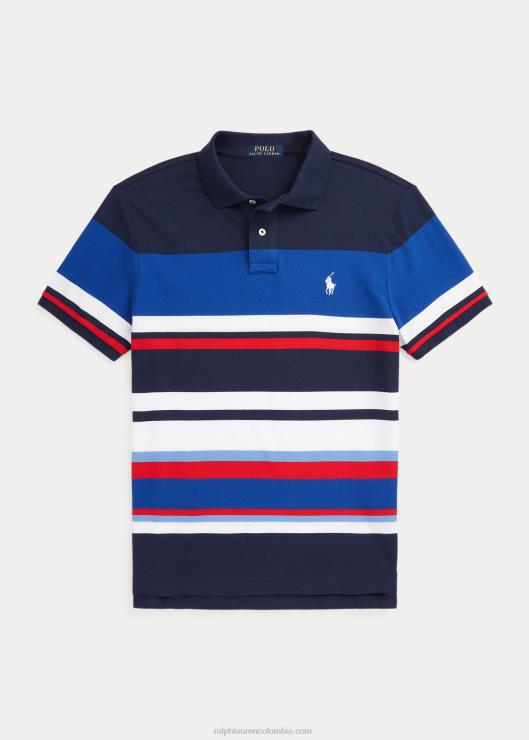 polo de malla a rayas de corte clásico hombres pacífico real multi Ralph Lauren 2XR2V523