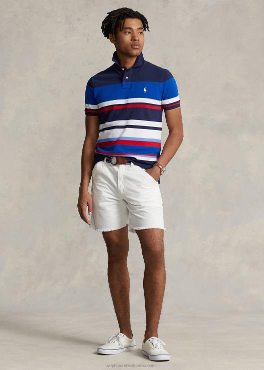 polo de malla a rayas de corte clásico hombres pacífico real multi Ralph Lauren 2XR2V523