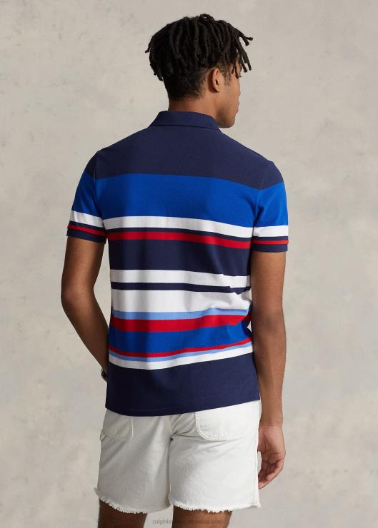 polo de malla a rayas de corte clásico hombres pacífico real multi Ralph Lauren 2XR2V523
