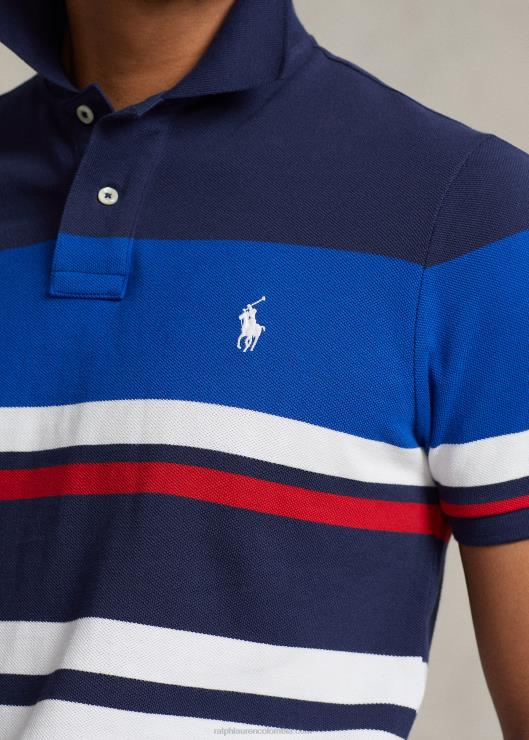 polo de malla a rayas de corte clásico hombres pacífico real multi Ralph Lauren 2XR2V523