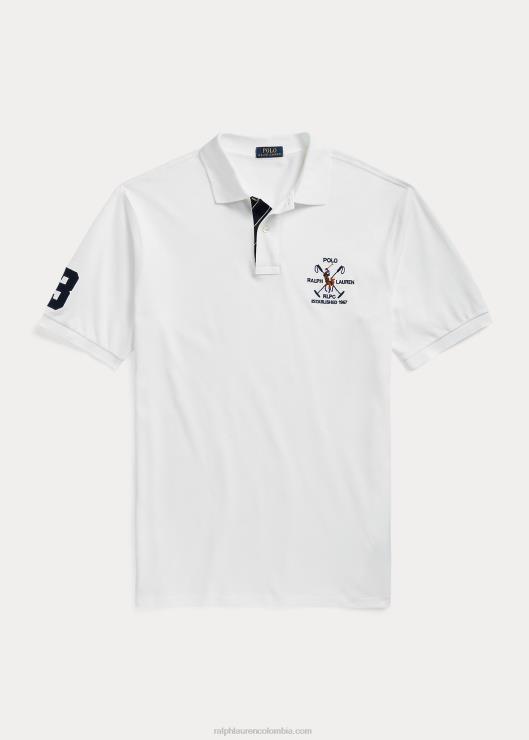 polo de malla con escudo hombres blanco Ralph Lauren 2XR2V1602