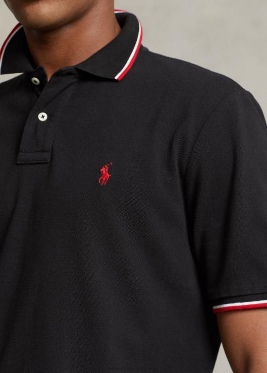 polo de malla de corte clásico hombres negro Ralph Lauren 2XR2V586