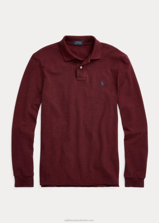 polo de malla de manga larga para todos los calces hombres brezo de vino de primavera Ralph Lauren 2XR2V8532