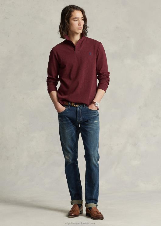 polo de malla de manga larga para todos los calces hombres brezo de vino de primavera Ralph Lauren 2XR2V8532