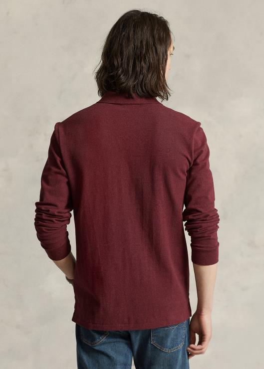 polo de malla de manga larga para todos los calces hombres brezo de vino de primavera Ralph Lauren 2XR2V8532