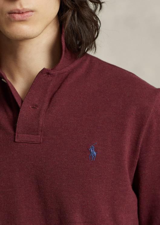 polo de malla de manga larga para todos los calces hombres brezo de vino de primavera Ralph Lauren 2XR2V8532
