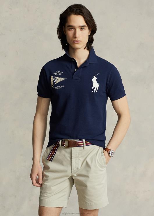 polo de malla de pony grande de corte slim personalizado hombres Marina de Newport Ralph Lauren 2XR2V863