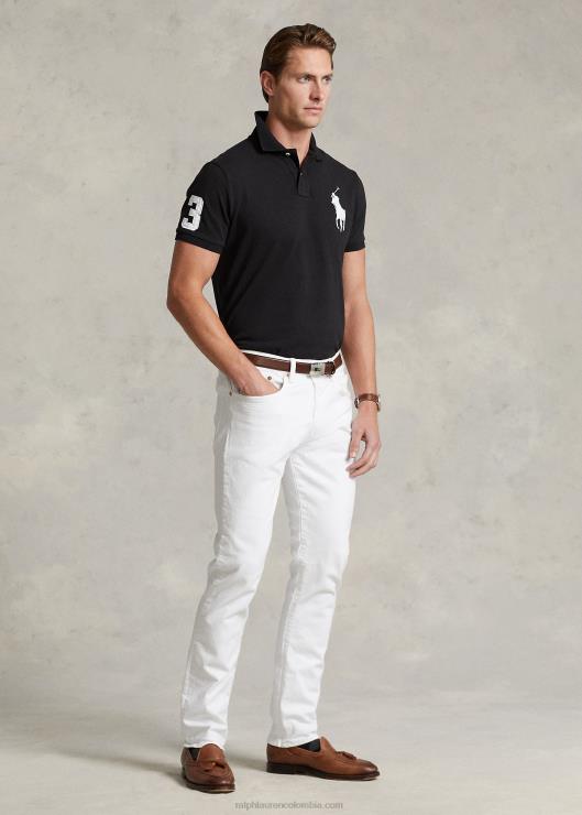 polo de malla de pony grande de corte slim personalizado hombres negro Ralph Lauren 2XR2V849
