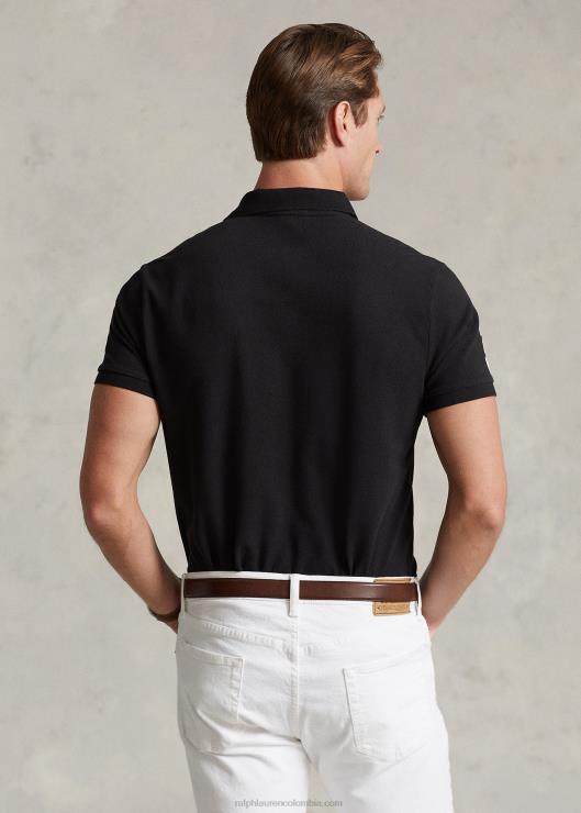 polo de malla de pony grande de corte slim personalizado hombres negro Ralph Lauren 2XR2V849