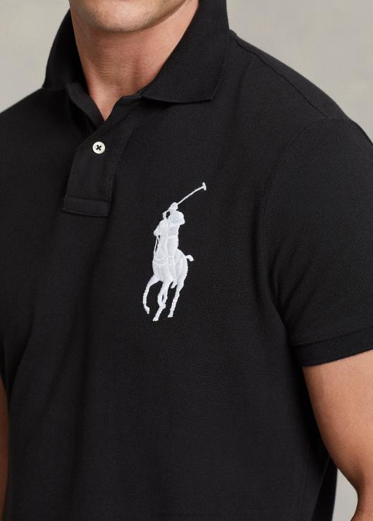 polo de malla de pony grande de corte slim personalizado hombres negro Ralph Lauren 2XR2V849