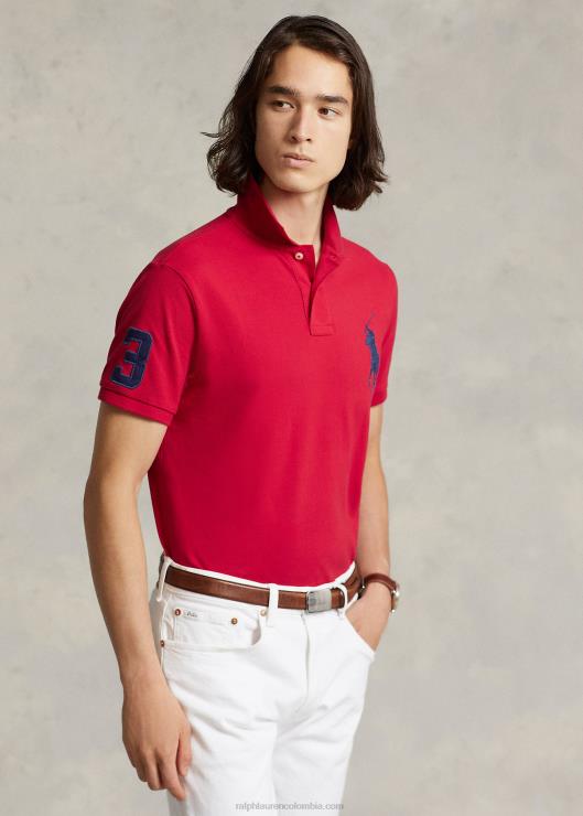 polo de malla de pony grande de corte slim personalizado hombres rl2000 rojo Ralph Lauren 2XR2V848