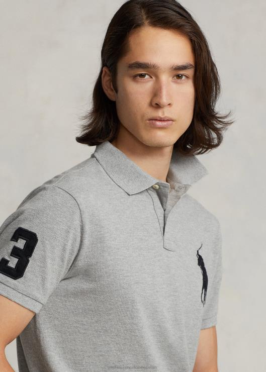 polo de malla de pony grande de corte slim personalizado hombres y sobre brezo Ralph Lauren 2XR2V847