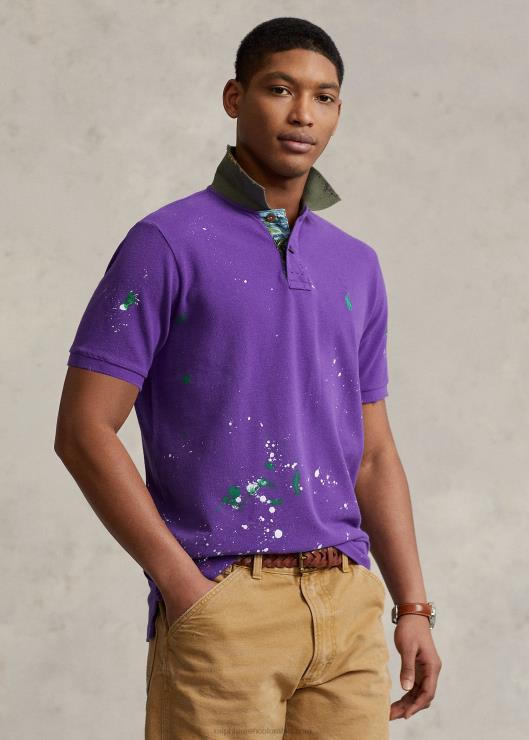 polo de malla desgastada de corte clásico hombres cactus morado Ralph Lauren 2XR2V1060