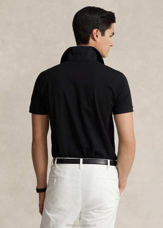 polo de malla elástica slim fit personalizado hombres negro Ralph Lauren 2XR2V525