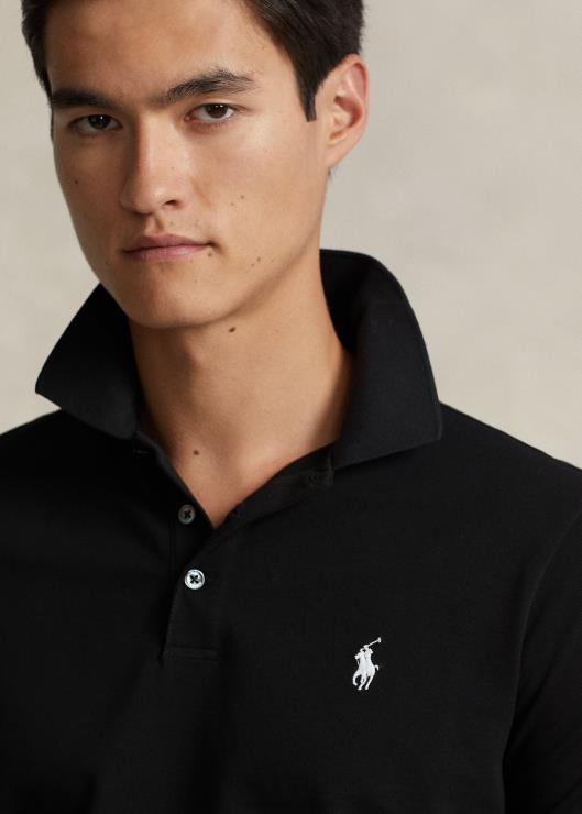 polo de malla elástica slim fit personalizado hombres negro Ralph Lauren 2XR2V525