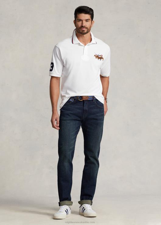 polo de malla triple pony hombres blanco Ralph Lauren 2XR2V1649