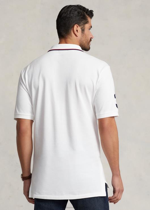 polo de malla triple pony hombres blanco Ralph Lauren 2XR2V1649