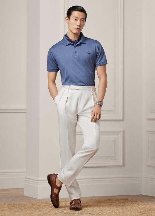 polo de piqué slim fit personalizado hombres azul niagara Ralph Lauren 2XR2V8403