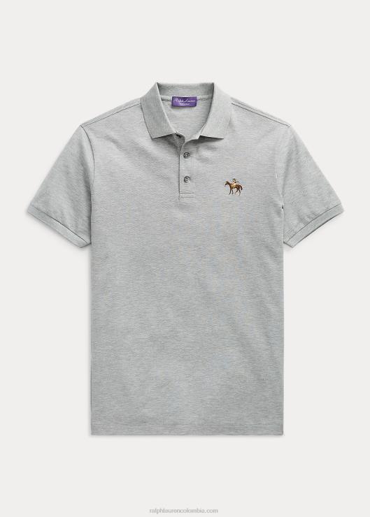 polo de piqué slim fit personalizado hombres brezo gris claro Ralph Lauren 2XR2V67