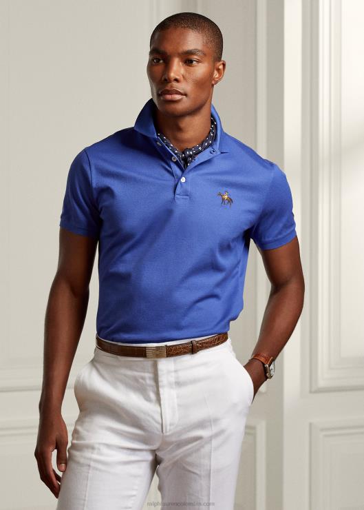 polo de piqué slim fit personalizado hombres clásico azul de copen Ralph Lauren 2XR2V58