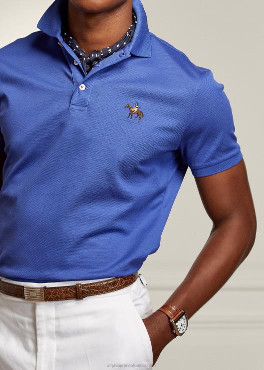 polo de piqué slim fit personalizado hombres clásico azul de copen Ralph Lauren 2XR2V58