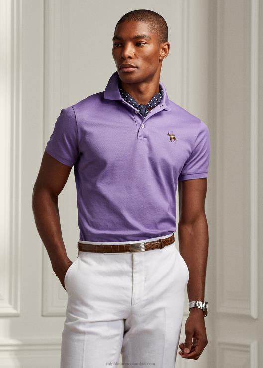polo de piqué slim fit personalizado hombres lavanda clásica Ralph Lauren 2XR2V62
