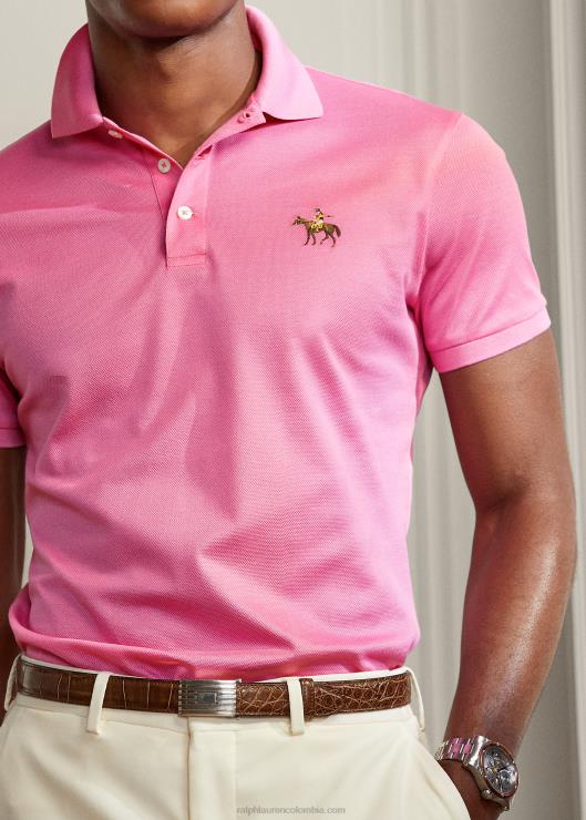 polo de piqué slim fit personalizado hombres rosa brillante clásico Ralph Lauren 2XR2V64