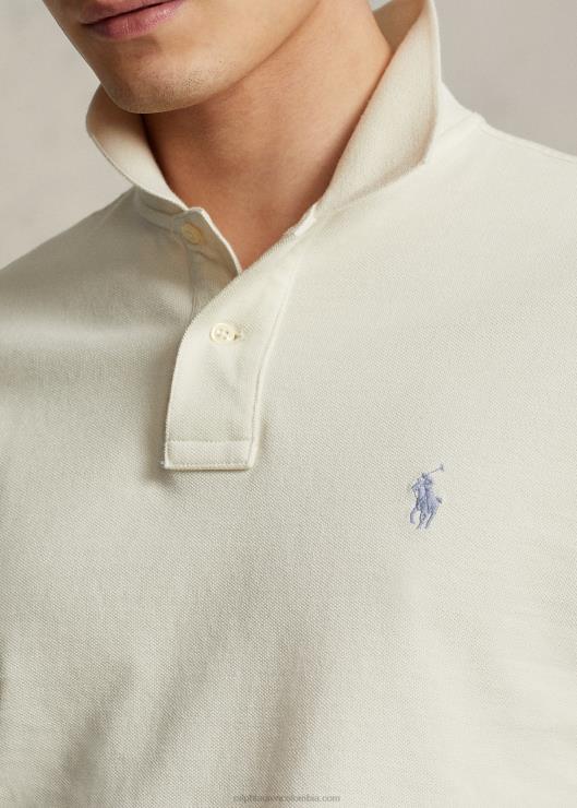 polo slim fit de malla casual/de trabajo hombres crema guía Ralph Lauren 2XR2V3