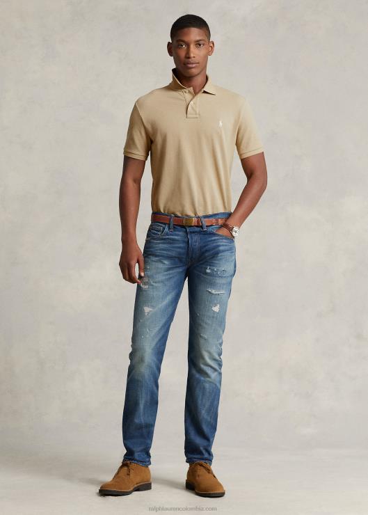 polo slim fit de malla hombres beige costero Ralph Lauren 2XR2V8364