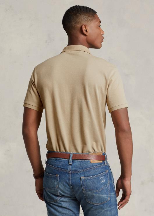polo slim fit de malla hombres beige costero Ralph Lauren 2XR2V8364