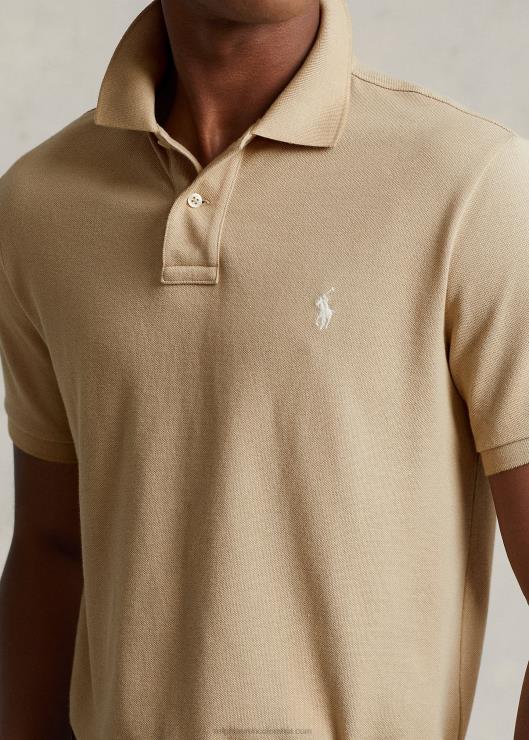 polo slim fit de malla hombres beige costero Ralph Lauren 2XR2V8364
