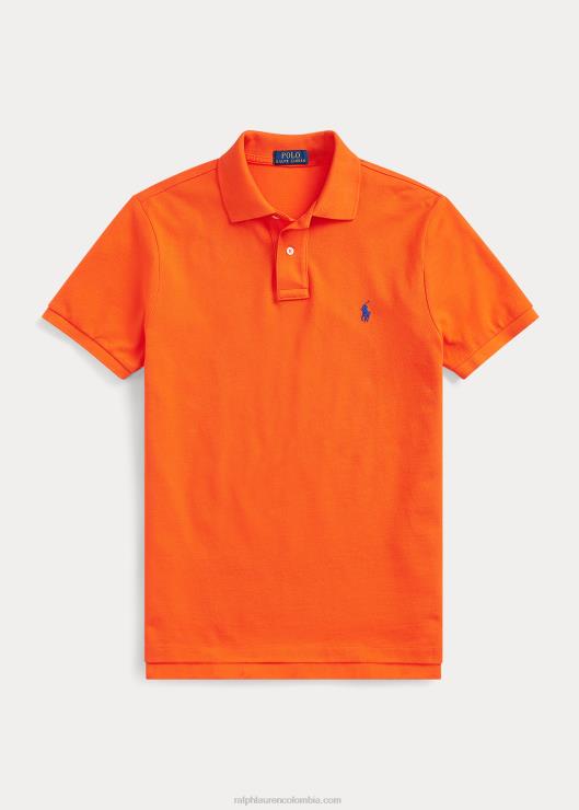 polo slim fit de malla hombres naranja vela/azul real Ralph Lauren 2XR2V8360