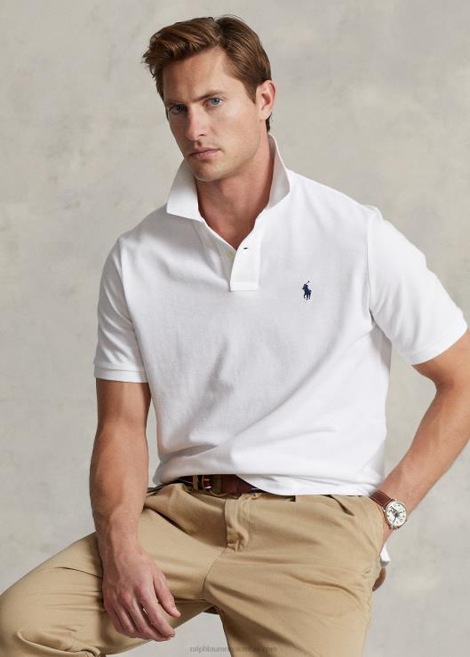 polo slim fit de malla hombres naval Blanca Ralph Lauren 2XR2V1