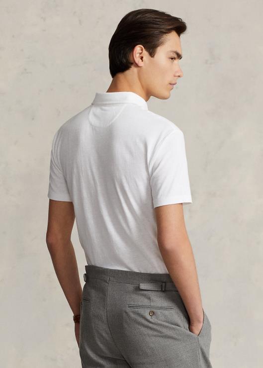 polo slim fit personalizado de algodón y lino hombres blanco Ralph Lauren 2XR2V1230