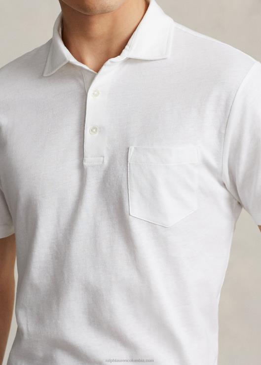 polo slim fit personalizado de algodón y lino hombres blanco Ralph Lauren 2XR2V1230