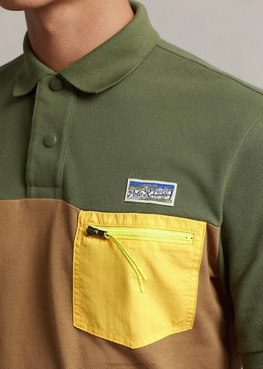 polo utilitario de malla de corte clásico hombres salvia oscura multi Ralph Lauren 2XR2V8455