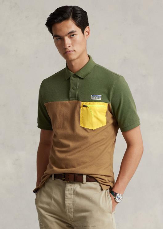 polo utilitario de malla de corte clásico hombres salvia oscura multi Ralph Lauren 2XR2V8455