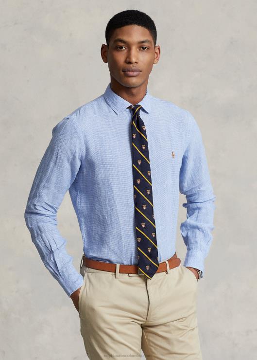 camisa de lino a medida hombres azul claro Ralph Lauren 2XR2V1169