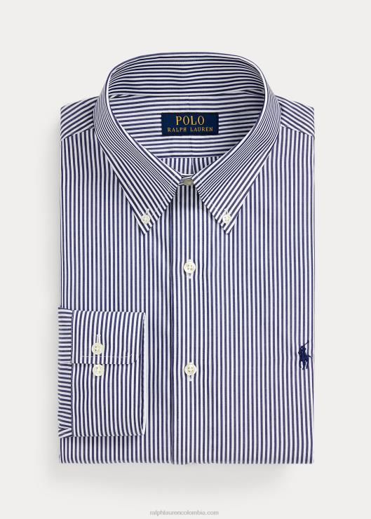 camisa de popelina de corte clásico hombres azul marino/blanco Ralph Lauren 2XR2V1108