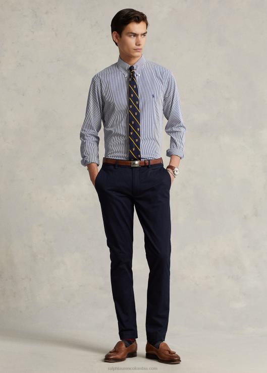 camisa de popelina de corte clásico hombres azul marino/blanco Ralph Lauren 2XR2V1108